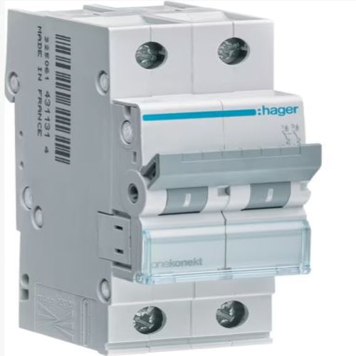 MCN225 - Hager - MCB 2P 6kA C-25A 2M