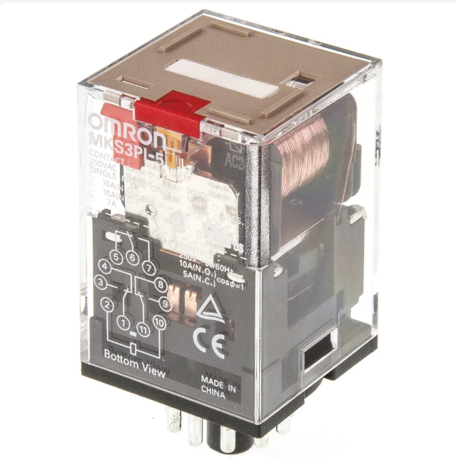 MKS3PI-5 24VAC PCB Mount Power Relay, 24V ac Coil, 10A Switching Current, 3PDT