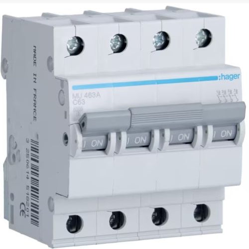 MU463A - Hager - MCB 4P 6kA C-63A 4M