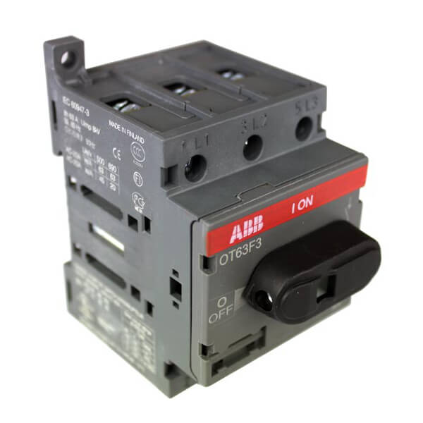 OT63F3 1SCA105332R1001 3 Pole DIN Rail Non Fused Isolator Switch - 63 A