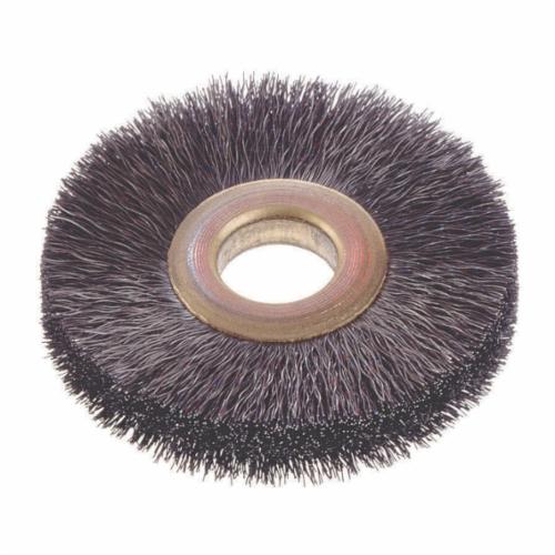 OSBORN 11003 SMALL DIAMETER WHEEL BRUSH, 1-1/4 IN DIA X 3/16 IN W, 1/4 IN, 0.008 IN CRIMPED WIRE