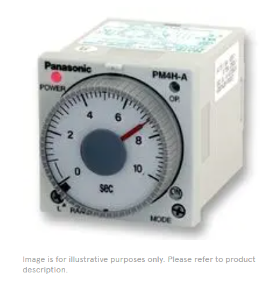 PM4HA-H-24V Panel Mount Timer, Analog, Multirange, 24 V, 1 s, 500 h, 45 mm, 45 mm