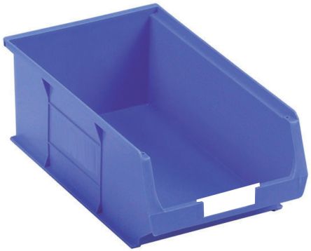 Blue Plastic Stackable Storage Bin, 130mm x 205mm x 350mm