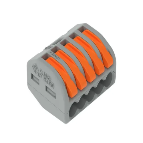 222-415 Non-Fused Terminal Block, 5 Way/Pole, Spring Cage Terminals