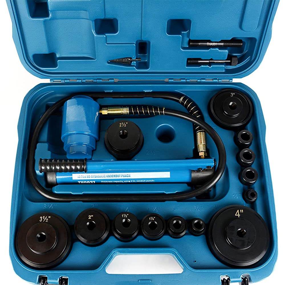 TH0037 Hydraulic Knockout Punch Electrical Conduit Hole Cutter Set KO Tool Kit