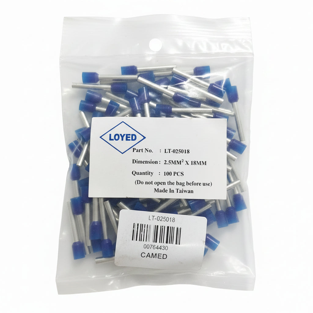 LT-025018 BOOTLACE FERRULE 2.5MMX18MM BLUE