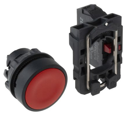 XB5 Red Round Push Button, NC 22mm Spring Return