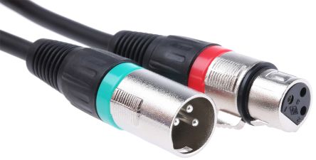 XLR3 Audio Video Cable Assembly 3m Black Male