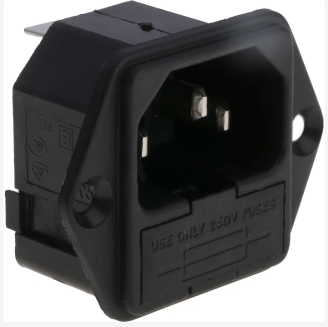 PF0001/63 Bulgin C14 Panel Mount IEC Connector Male, 10A, 250 V, Fuse Size 5 x 20mm