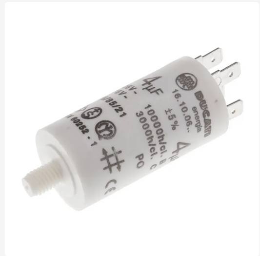 4.16.10.06.64 Ducati Energia 4.16.10 Polypropylene Film Capacitor, 450V ac, ±5%, 4μF, Stud Mount