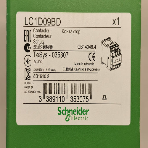 LC1D09BD 3 Pole Contactor, 9 A, 24 V dc Coil