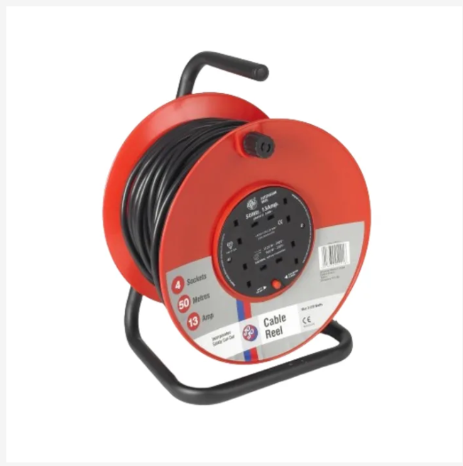 JJR45013 Schneider Electric 50m 4 Socket Type G - British Cable Reel Open Reel, 240 V
