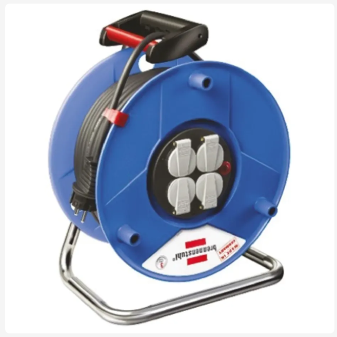 1208060 brennenstuhl 50m 4 Socket Type F - German Schuko Cable Reel Open Reel, 230 V, IP20