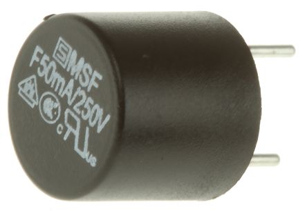 0034.6011 - 500mA Radial F Leaded PCB Mount Fuse, 250V ac