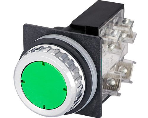 Push-button with guard, green, N.O.+N.C.