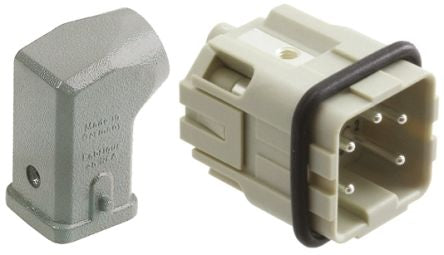 09200031640+09200042611 4 + PE Way Male 10A Surface Kit, includes Hood, Insert