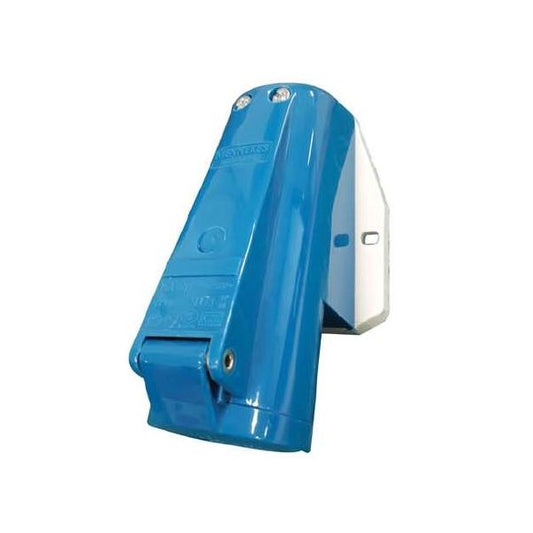 1178  IP44 Blue Wall Mount 3P Right Angle Industrial Power Socket, Rated At 16A, 230 V