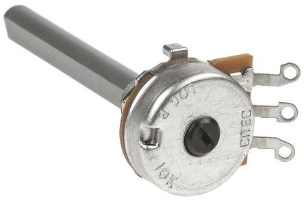 1624202-2 1 Gang Rotary Carbon Potentiometer with an 6.35 mm Dia. Shaft - 10kΩ, ±20%