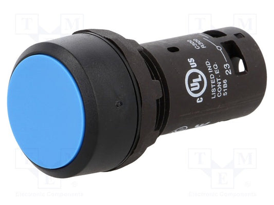 1SFA619100R1014 Industrial Pushbutton Switch, CP1 Series, 22.3 mm, SPST-NO, Momentary, Flush, Blue