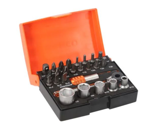 2058/S26 - Bahco - Driver Bit Set 26 Pieces, Hexagon, Phillips, Pozidriv, Slotted, Torx