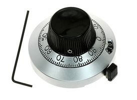 21-A-11 Turns Counting Dial, 15 Turns, 6.35 mm, Satin Chrome Finish with Black Markings
