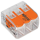 221-413  221 Terminal Block Connector, 3 Way/Pole, Spring Cage Terminals