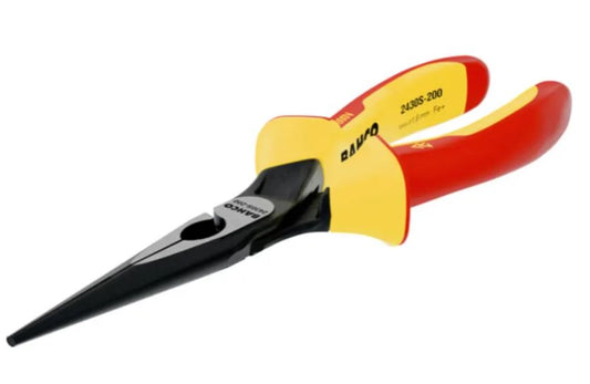 2430 S-200 - Bahco - Long Nose Pliers, 200 mm Overall, Straight Tip, VDE/1000V, 72mm Jaw