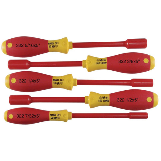32292  Insulated Nut Driver Set, Inch, 1000 Volt, 5 Piece