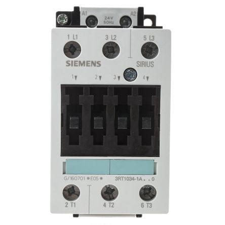 3RT1034-1AB00  3 Pole Contactor - 32 A, 24 V ac Coil, SIRIUS Classic