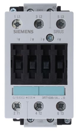3RT1036-1AL20 3 Pole Contactor - 50 A, 230 V ac Coil, SIRIUS Classic