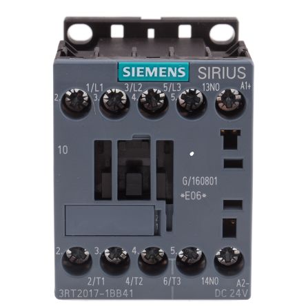 3RT2017-1BB41 3 Pole Contactor, 12 A, 24 V dc Coil, SIRIUS Innovation