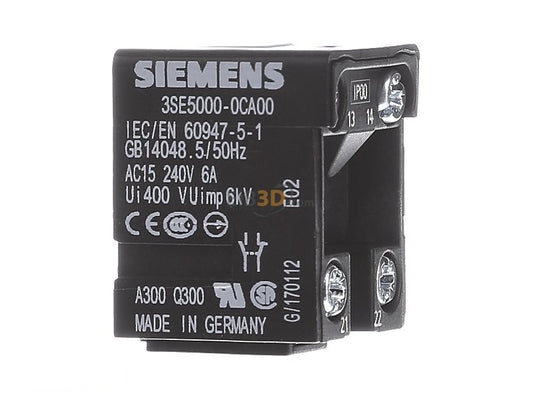 3SE5000-0CA00 Limit Switch Contact Block for use with Position Switch
