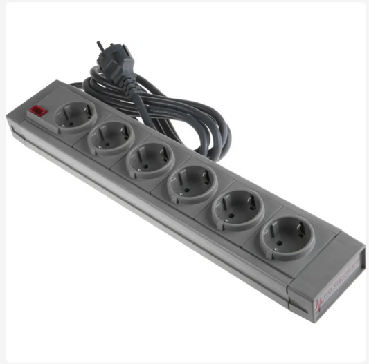 CMD374-193 2m 6 Socket Type F - German Schuko Trailing Socket, 230 V ac