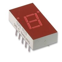 7 Segment LED Display, Red, 20 mA, 2.1 V, 1.115 mcd, 1, 7.6 mm