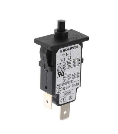 4400.0034 - Schurter - Thermal Circuit Breaker - T11 Single Pole 240V ac Voltage Rating, 16A Current Rating