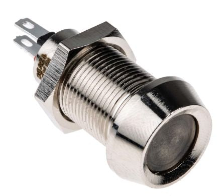 512-501-21 Indicator, Solder Tab Termination, 12 V dc, 12.7mm Mounting Hole Size