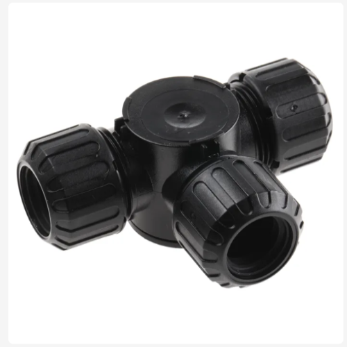 7TCA296000R1650 ASF16X3/T/BL Adaptaflex T Piece, Conduit Fitting, 16mm Nominal Size, M16, Nylon 66, Black IP66, IP67 rating