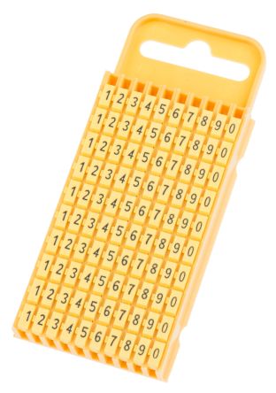561-03101 WIC3-0-9-PA66-YE Snap On Cable Marker, Pre-printed 0 → 9 Yellow 4.3 → 5.3mm Dia.