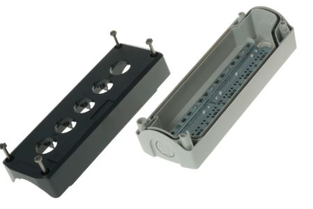 XALD05H7  XAL Push Button Enclosure, 5 Hole Grey, 22mm