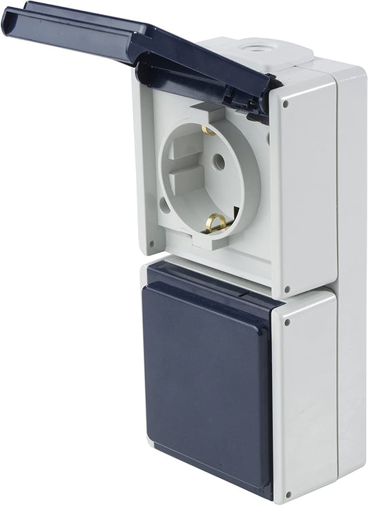 62462 Double vertical power outlet with 2 cable inputs, IP54, gray