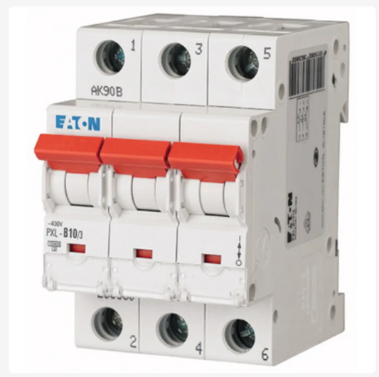236380 PXL-B10/3 Eaton  xPole PXL, S200 MCB, 3P, 10A Curve B, 400V AC, 48V DC, 10 kA Breaking Capacity
