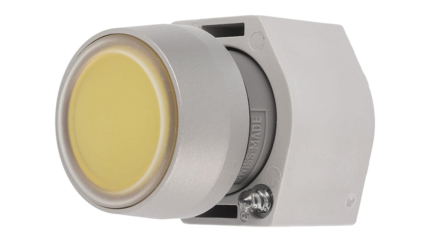 704.013.4 Switch Body, IP65, Yellow, Panel Mount, Momentary for use with Eao