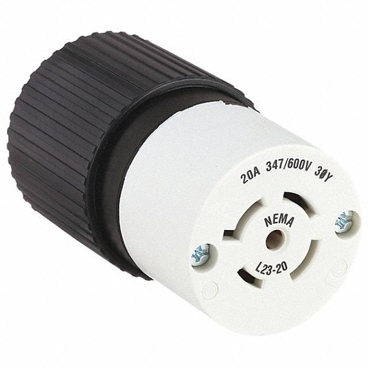 72320NC Locking Connector Black/White 347/600VAC L23-20R