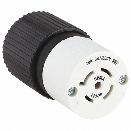 72320NC Locking Connector Black/White 347/600VAC L23-20R