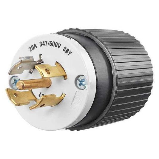 72320NP Locking Plug, Black/White, 347/600VAC, 20A