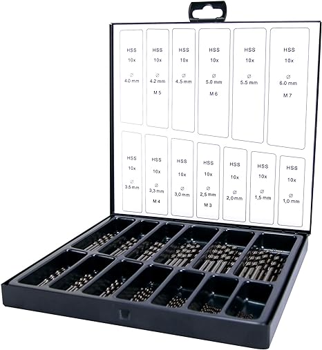 A205195 Terrax Drill Bit Set, Twist Drill, HSS-R, 1 mm - 6 mm, 130 Piece