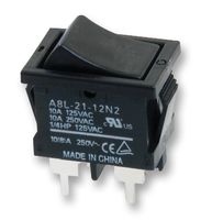 A8L-11-15N1 Rocker Switch, SPST, Non Illuminated, Panel Mount Black