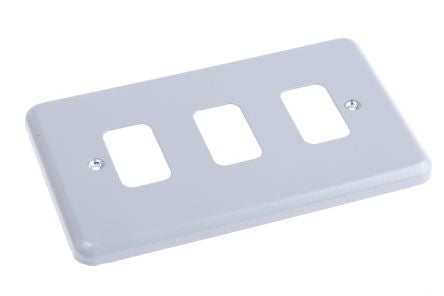 K3493 ALM  White 3 Gang Frame Aluminium Faceplate