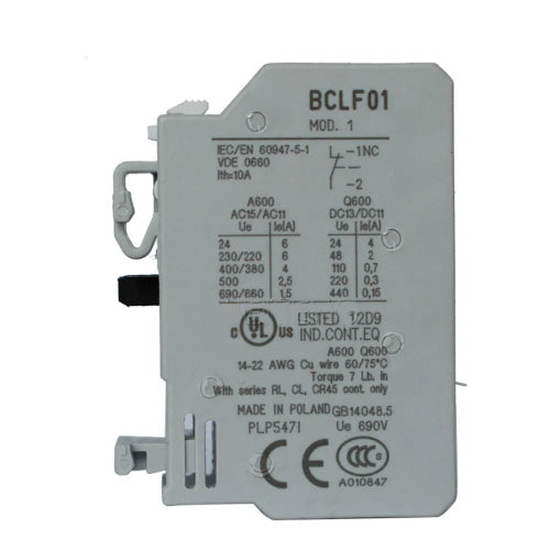 BCFL01  , GE, AUXILARY CONTACT BLOCK