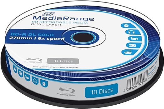 MR507 BD-R DL MediaRange MR507 BD-R DL 50GB 6x (10) Cake Box once writable